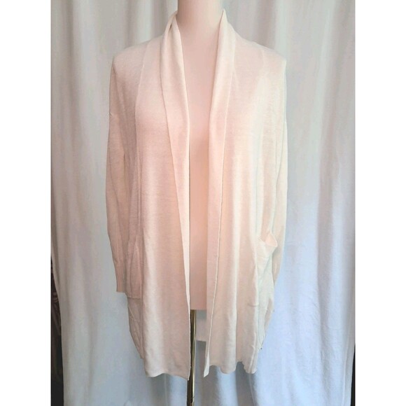 J.Crew Linen Blend Open Cardigan Long Sleeves White Pockets L5624 Size S - Picture 1 of 9
